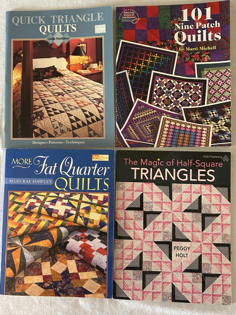 Set Of 4 Quilting Books-Fat Quarter Quilts/ Triangle Quilts/Nine Patch Quilts